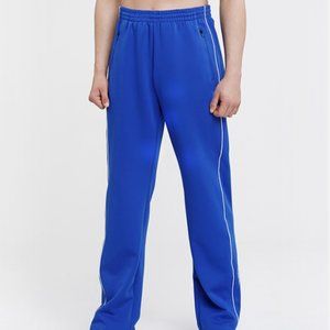 Men Loose Straight Casual Jogger Pants Solid Track pants Wide leg Side Zip Hem S